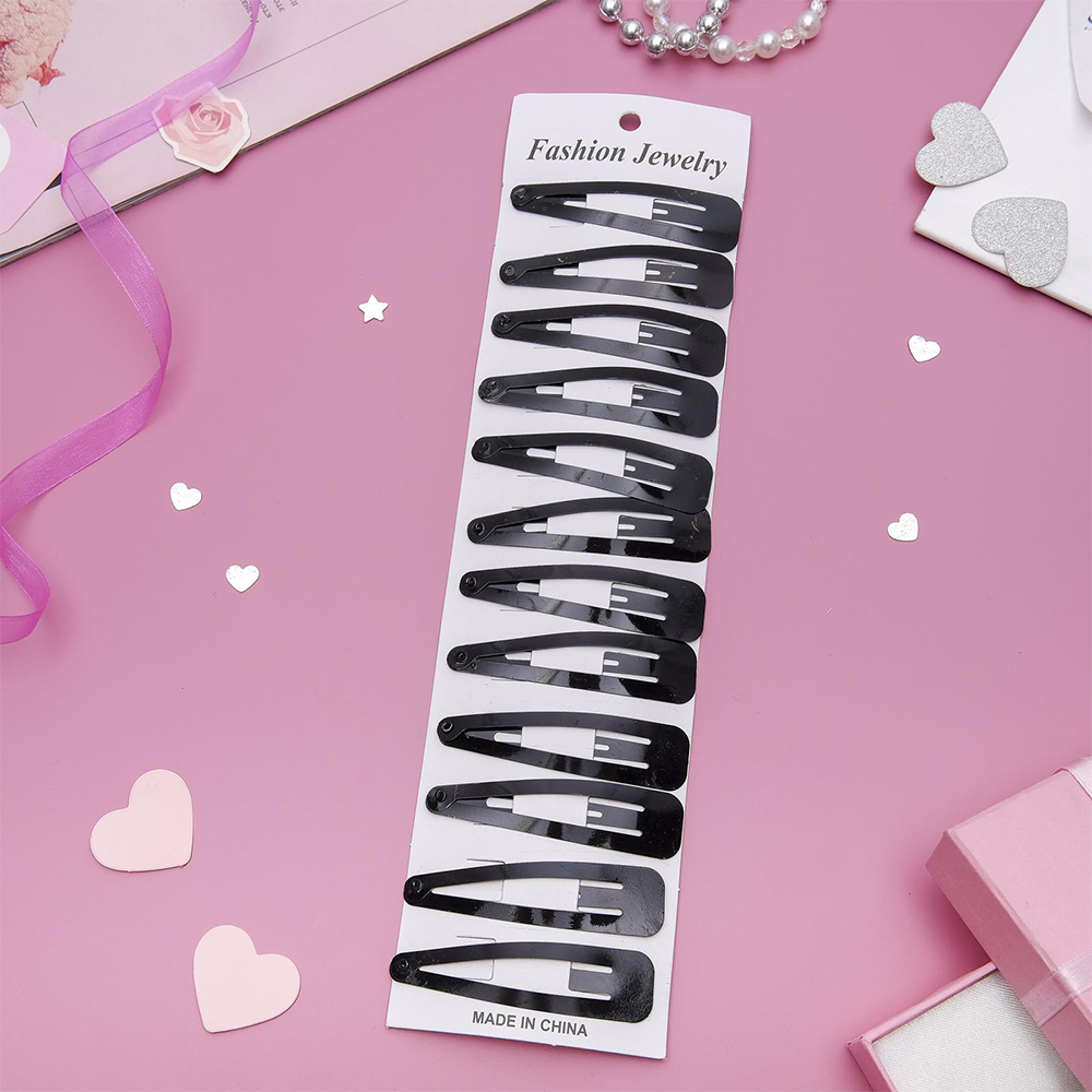 картинка Зажим для волос 461266 Классика стиль, черный, 12 шт 