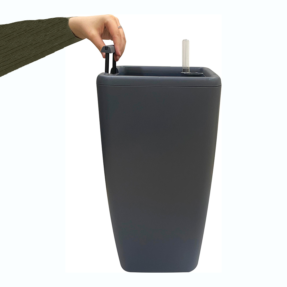 картинка Кашпо InGreenIG622511026 Munchen с автополивом, квадратный, пластик, вулканический серый, 20 л 