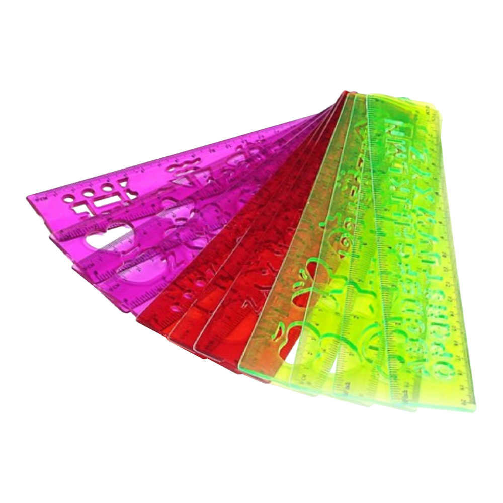 Трафарет Calligrata 3171150 с линейкой 20 см, пластик, в ассортименте