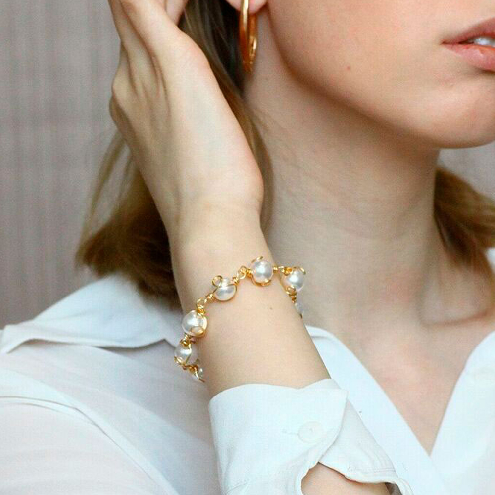 Бижутерия Браслет, с жемчужинами, сталь