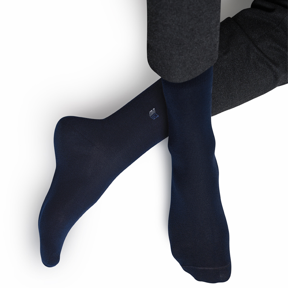 Носки мужские Omsa ECO 406 с рисунком на паголенке Зиг-заг, размер 39-41, Blu