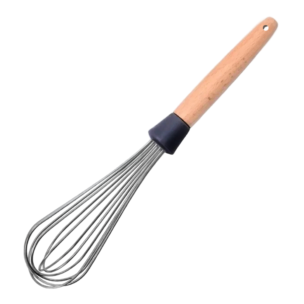 картинка Венчик NKU-08 нержавеющая сталь, деревянная ручка, 30 см 