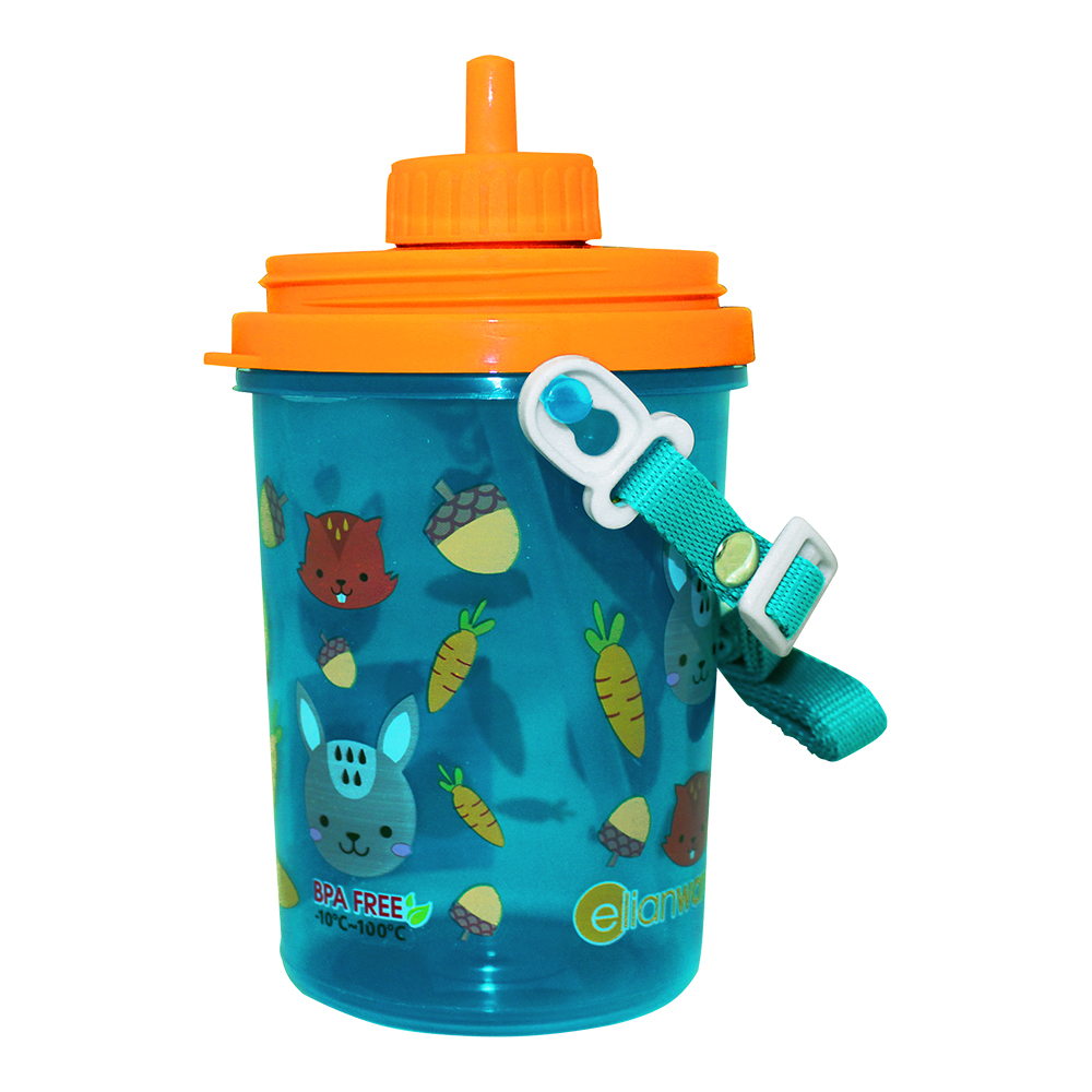 Бутылка для воды детская с трубочкой  Е-81 (Т) пластик, 0,39 л