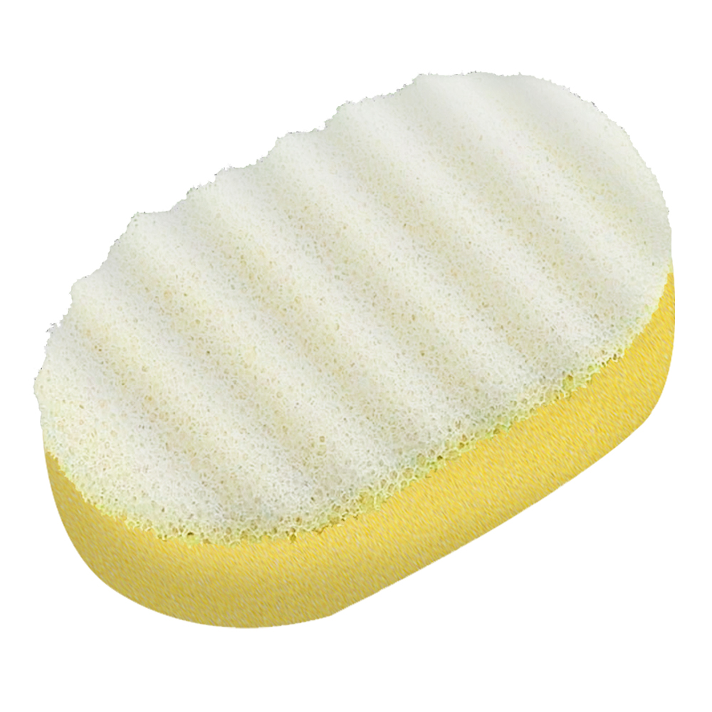 картинка Губка для тела Ладушки ГЛМ-03 с массажным слоем овальная, желтый 