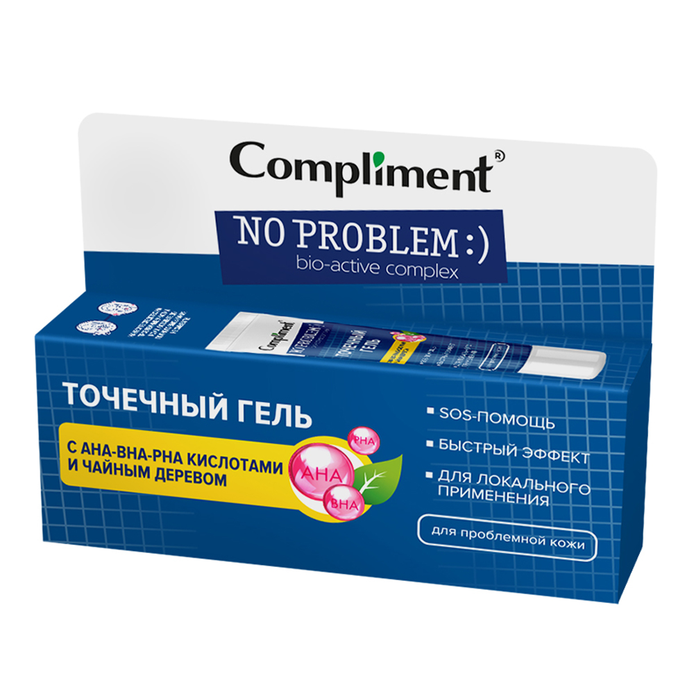 Гель д/лица Compliment No Problem точечный для проблемной кожи с АНА-ВНА-РНА кислотами и чайным деревом, 25 мл