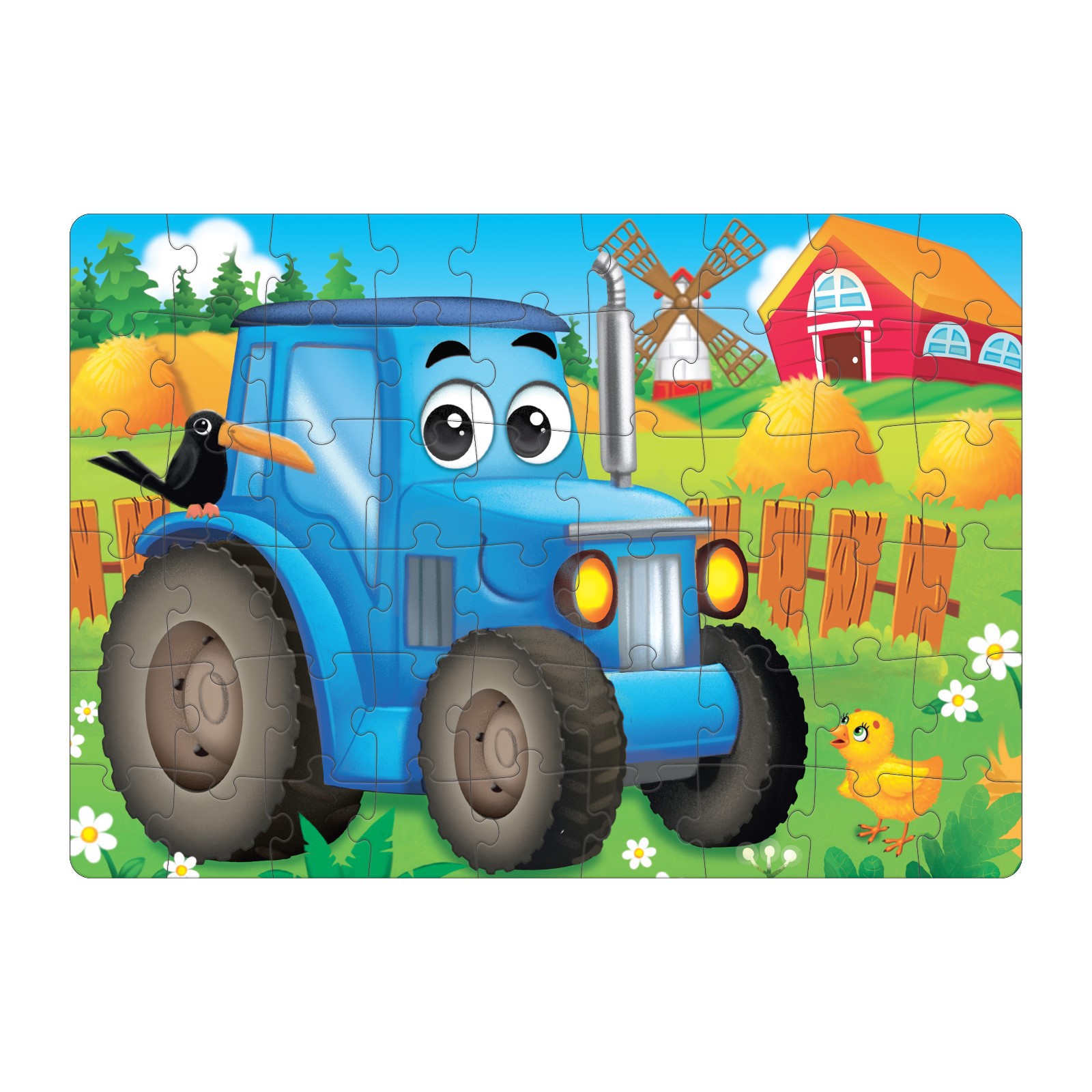 картинка Пазл Puzzle Time 7548953 Веселый трактор, 54 элемента 