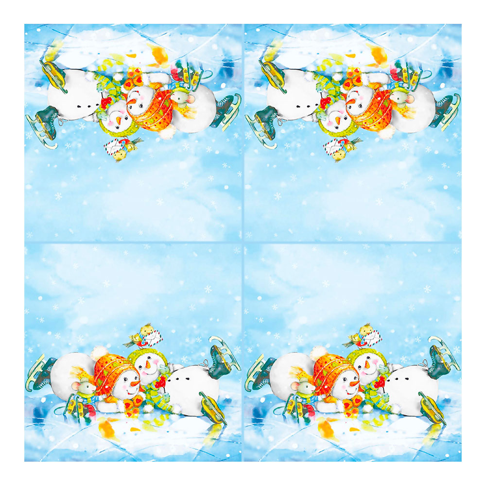 картинка Салфетки бумажные трехслойные, 33*33 см, New Line Fresco, Снеговички, 20 листов 