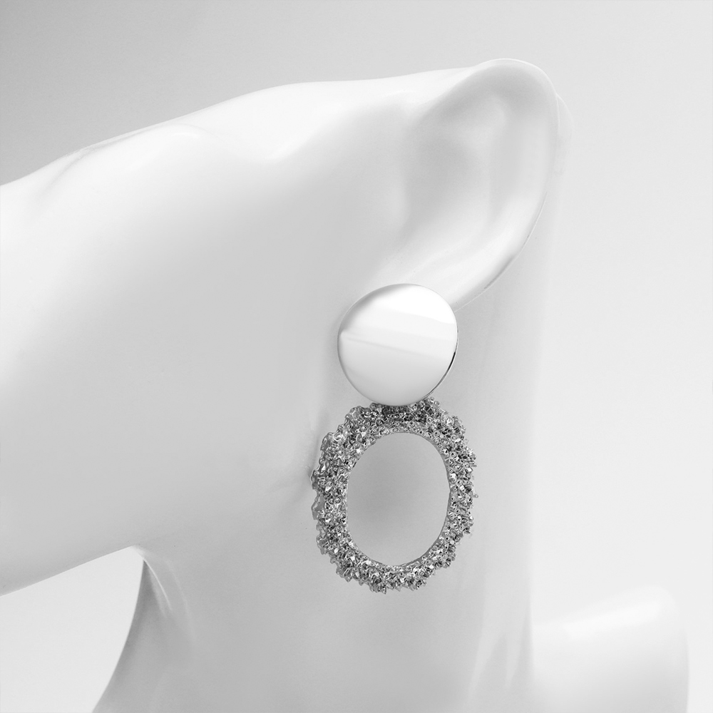 Бижутерия Queen Fair Серьги Эврика, овальные, застежка гвоздик, бижутерный сплав, 5,5 см