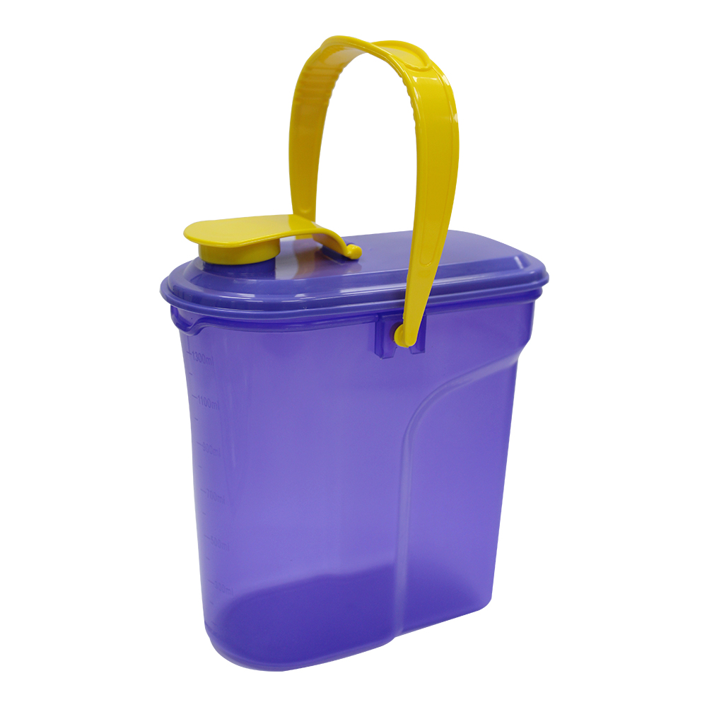 картинка Банка для сыпучих продуктов Е-554 с ручкой, пластик, цвет в ассортименте, 1,5 л 