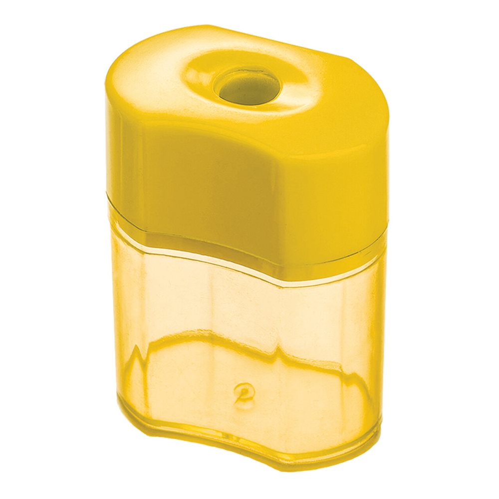 Точилка Пифагор 228437 Ergo с контейнером, пластиковая, в ассортименте