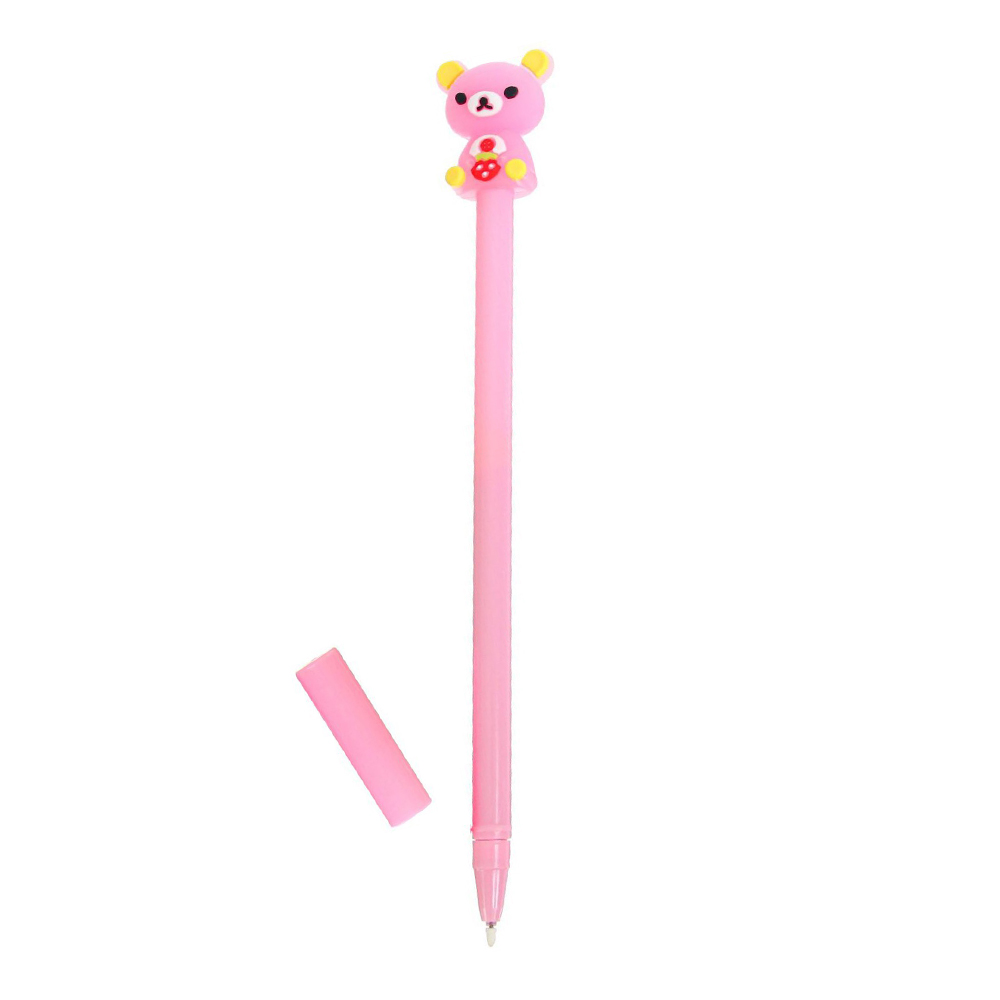 Ручка гелевая Calligrata 6771519 прикол Мишка с клубничкой, стержень черный, пластик, в ассортименте