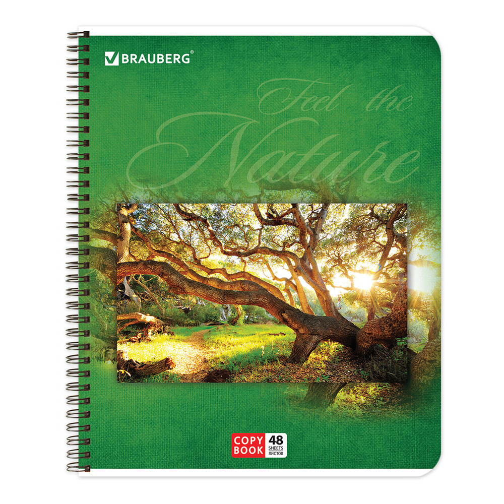 Тетрадь Brauberg 401874 Природа, клетка, обложка картон, гребень, 48 листов