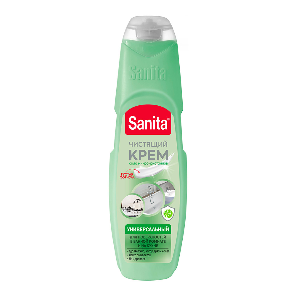 картинка Чистящее средство Sanita универсальное Зеленый чай, крем, флакон, 600 г 
