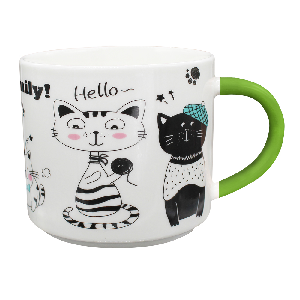 Кружка керамическая KKR-211-2 коты, в ассортименте, 430 мл