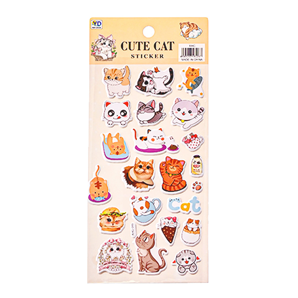 Наклейки M-8577 Котики, 6 дизайнов 10*22 см