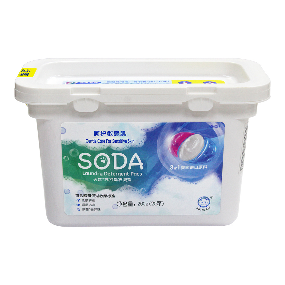 картинка Средство для стирки WHITECAT SODA на основе натуральной соды, капсулы, 20 шт 