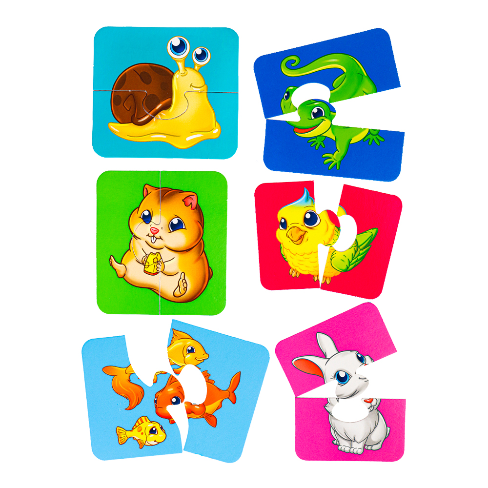 картинка Пазл ИН-7625 развивающий набор, Домашние зверюшки, 10 элементов 