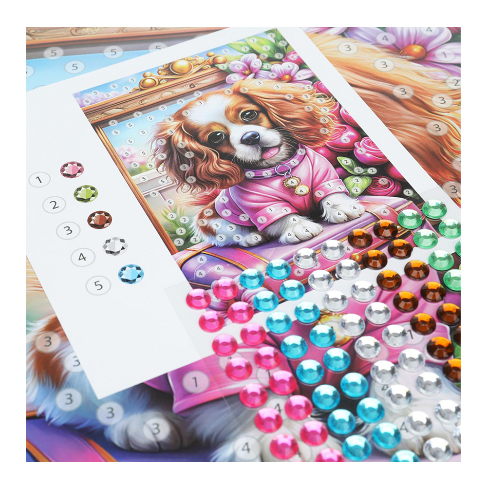 картинка Аппликация MultiArt GEMPACK-123498 со стразами,Щенок в толстовке, 15*21 см 