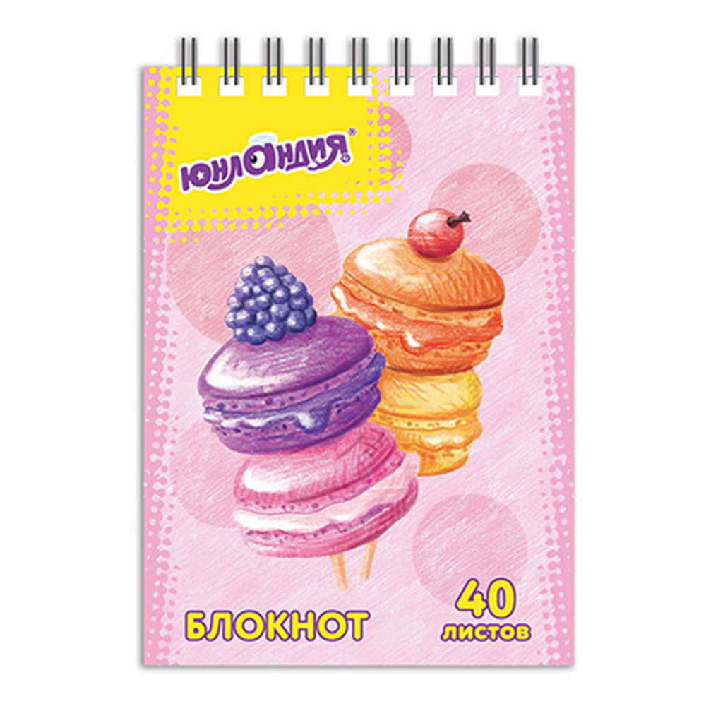 Блокнот Юнландия 129858 А7 гребень Юнландик Сладости, клетка, 40 листов