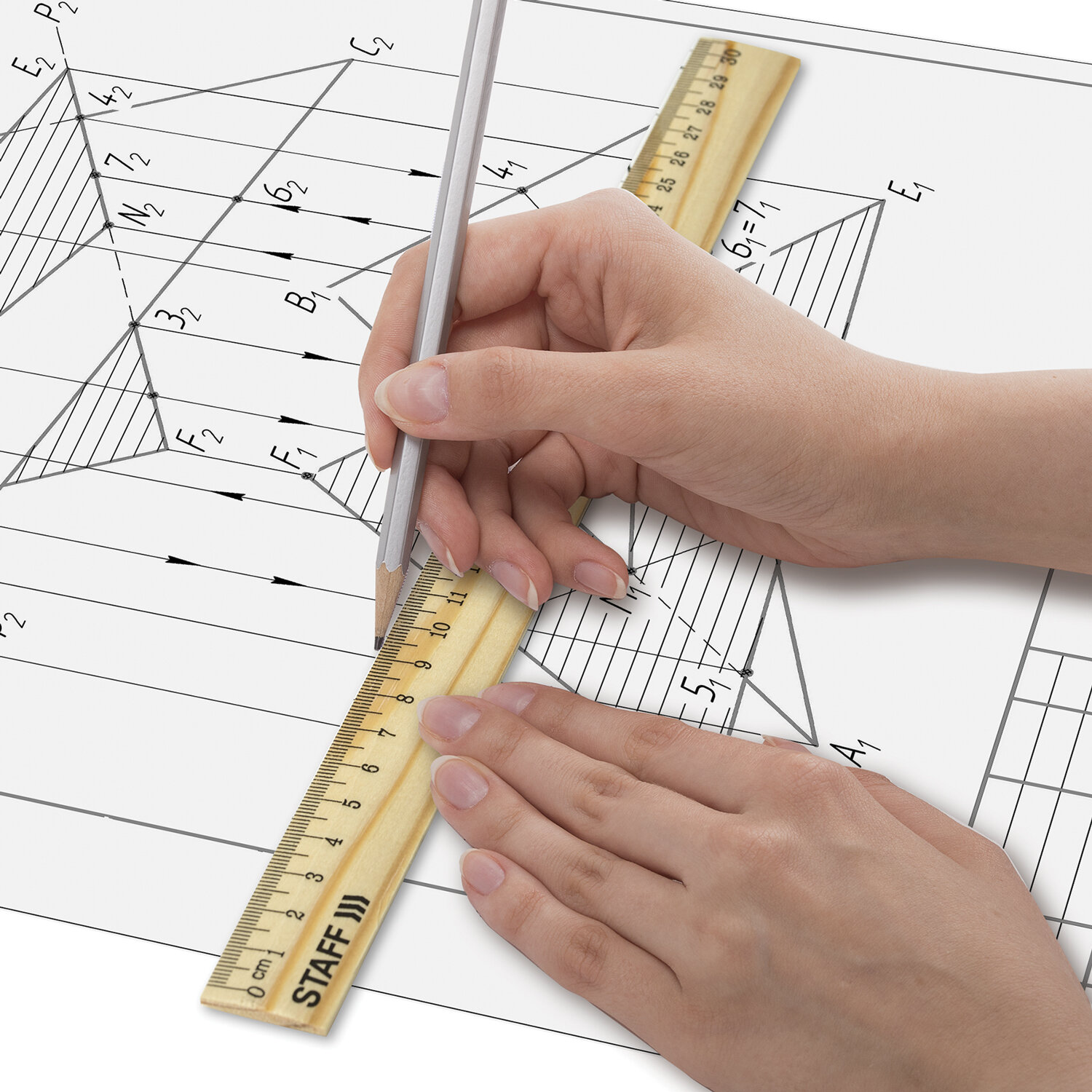 Линейка Staff 210800 деревянная, канадская сосна, 30 см