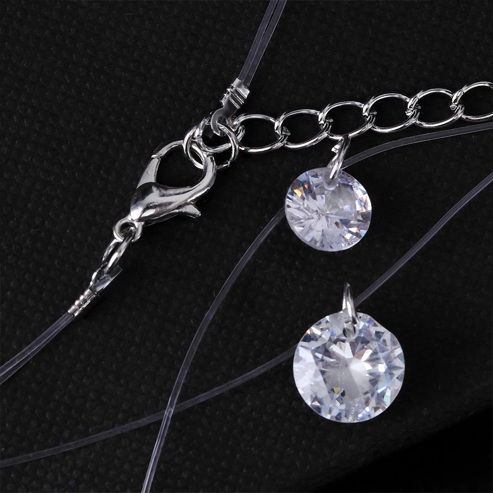 Бижутерия Queen Fair 6629517 Кулон на леске, Двойной лед, леска, искусственный фианит, бижутерный сплав, белый, 40 см