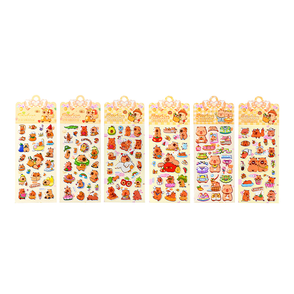 Наклейки M-20380 Капибара,6 дизайнов 9,5*24,5 см