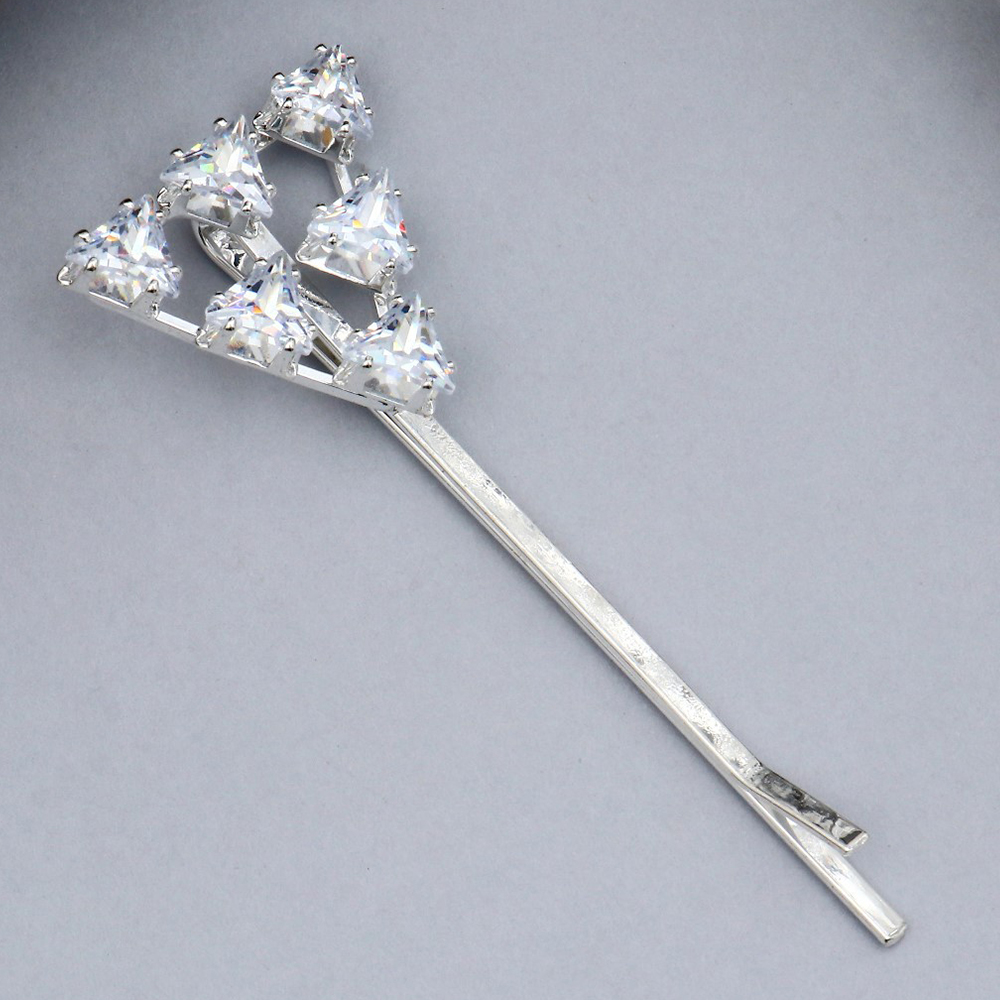 картинка Невидимка для волос Queen fair 9732120 Вивьен, геометрия, серебро, 1 шт 5 см 