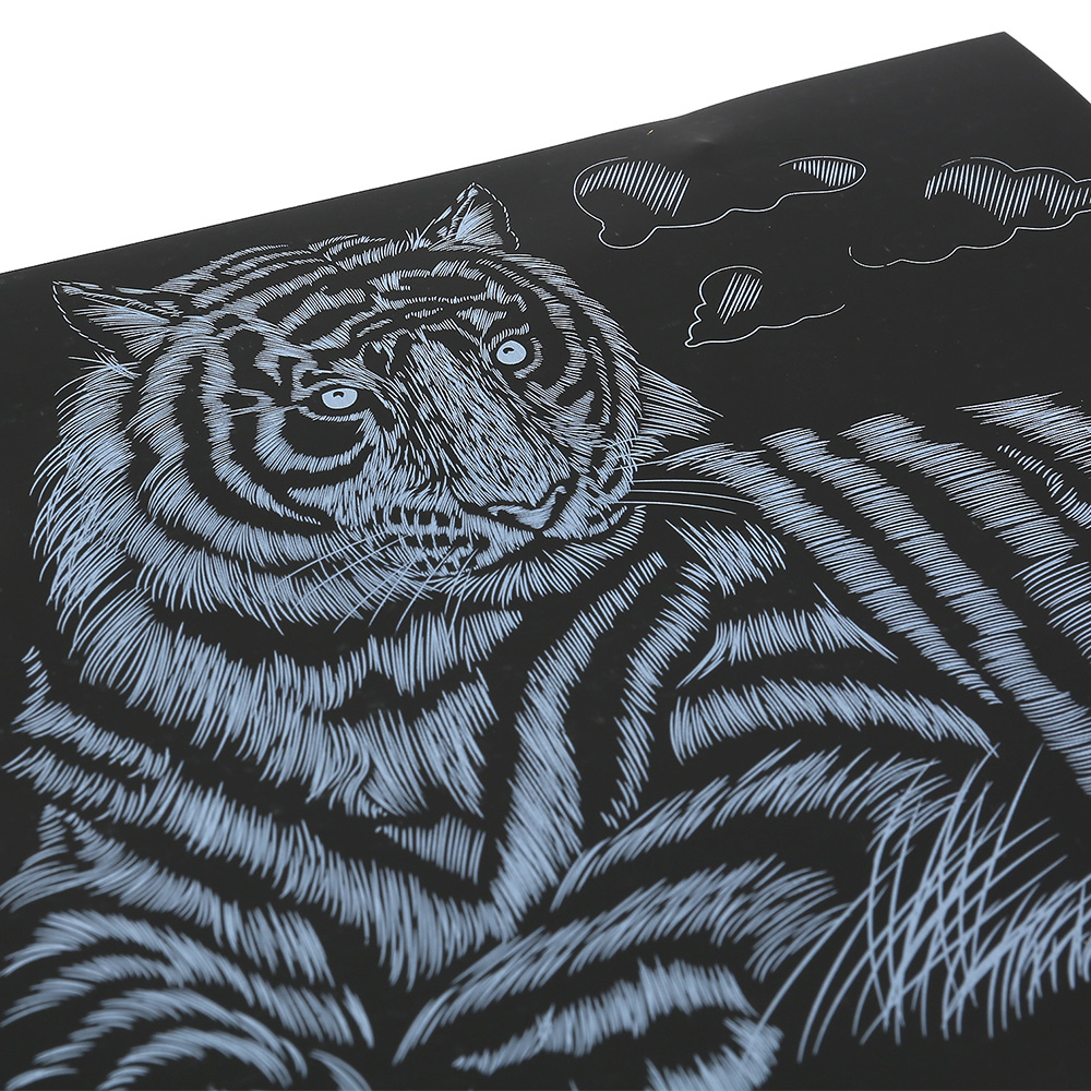 картинка Гравюра MultiArt 100SCRATCHART-GOLD-TIGER золотая, Тигр, 18*24 см, 1 шт 