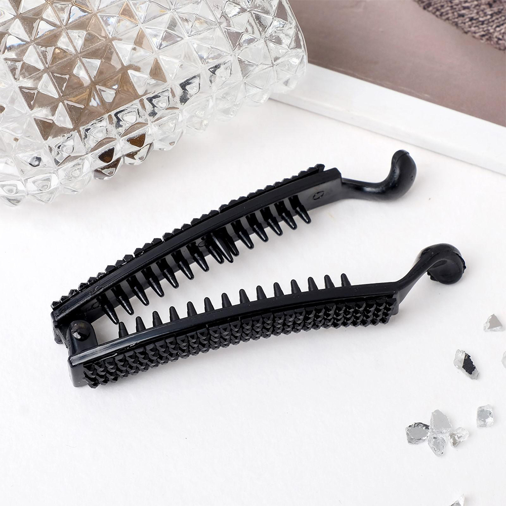 картинка Заколка-банан для волос 5144473 Бель, стразы полоса, черный, 8 см 