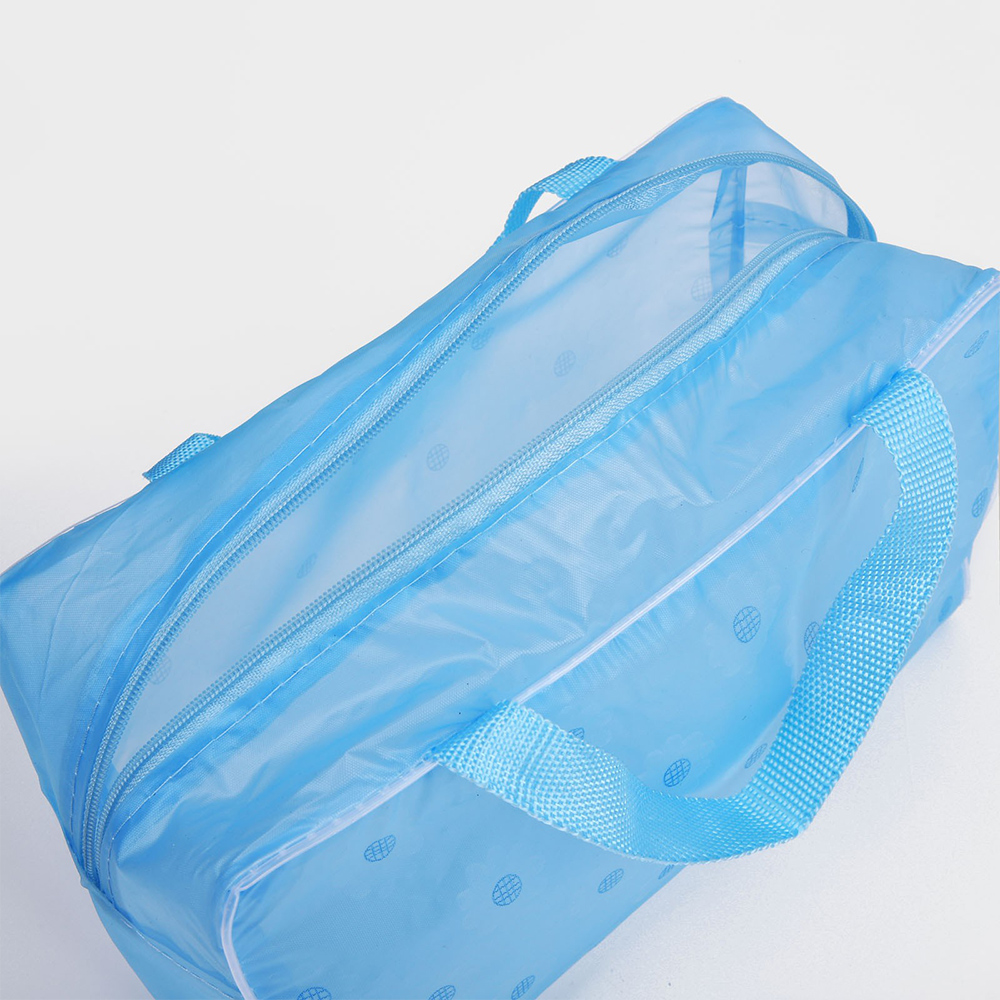 картинка Косметичка 634504 непромокаемая, с ручками, прозрачная для бани 20*9*13 см, ПВХ, голубой 