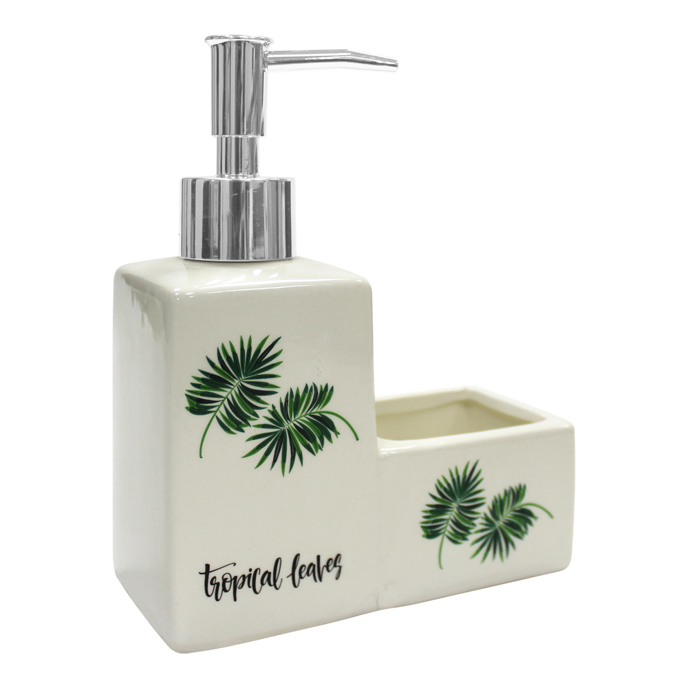 картинка Дозатор для моющих средств DMSG-03 с губкой, 14*6*17 см, керамика, поролон, в ассортименте 