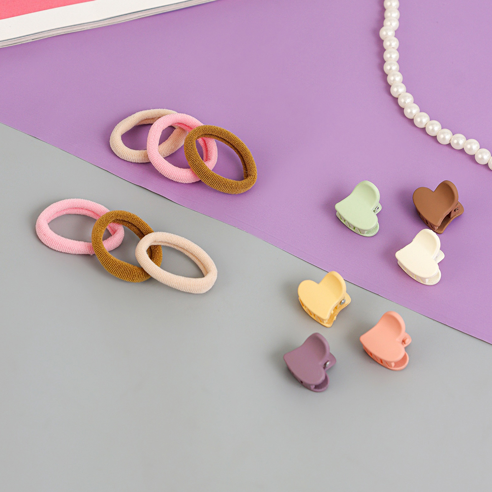 картинка Набор для волос Выбражулька Солнышко, 10 крабиков сердца + 6 резинок, 16 шт 