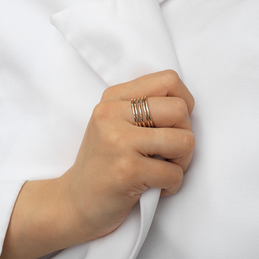 Бижутерия Queen Fair 10472105 Кольцо металл Тренд три полосы, безразмерное, медь, золото