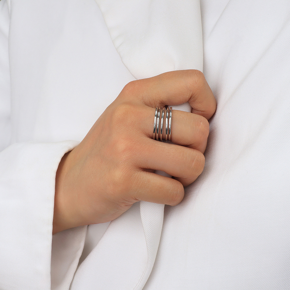 Бижутерия Queen Fair 10472106 Кольцо металл Тренд три полосы, безразмерное, медь, серебро