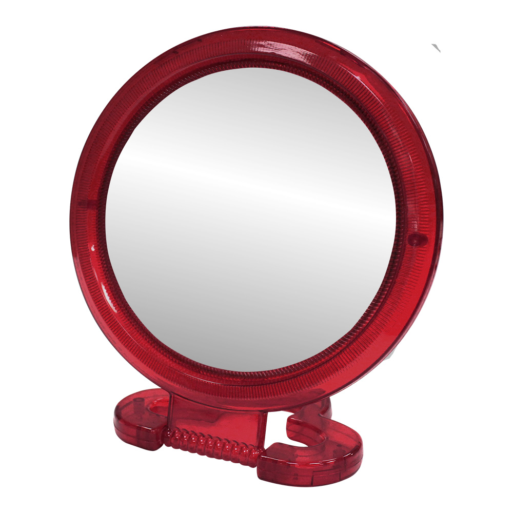 картинка Зеркало ZCDE-02 настольное круглое 13 см, пластик, красный 