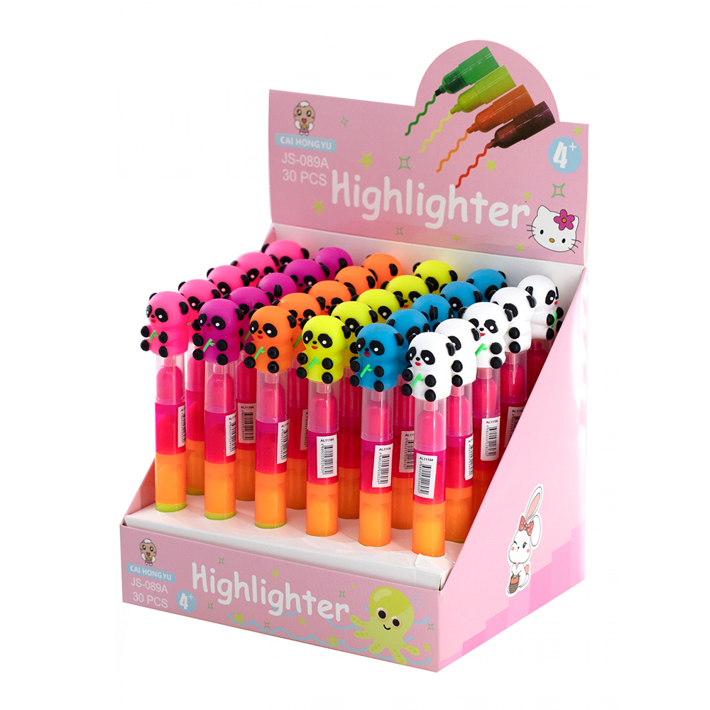 Текстовыделитель Alingar AL11104 Панда, скошенный, линия 1-4 мм, неоновые цвета, 4 шт