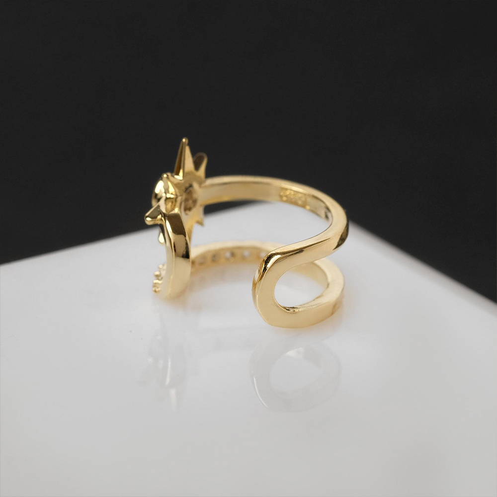 Бижутерия Queen Fair 5447373 Серьга Кафф, северная звезда, бижутерный сплав, стразы, золотой, 1 см