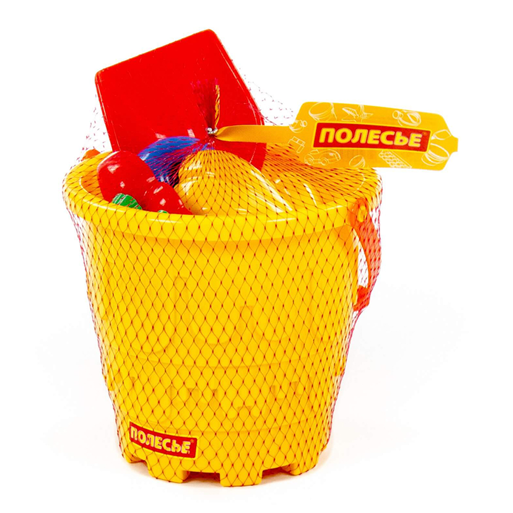 картинка Набор для песочницы 51844 Полесье №531,ведро-замок большое,лопатка №5,4 формочки, 175*165*222 мм, пластик 