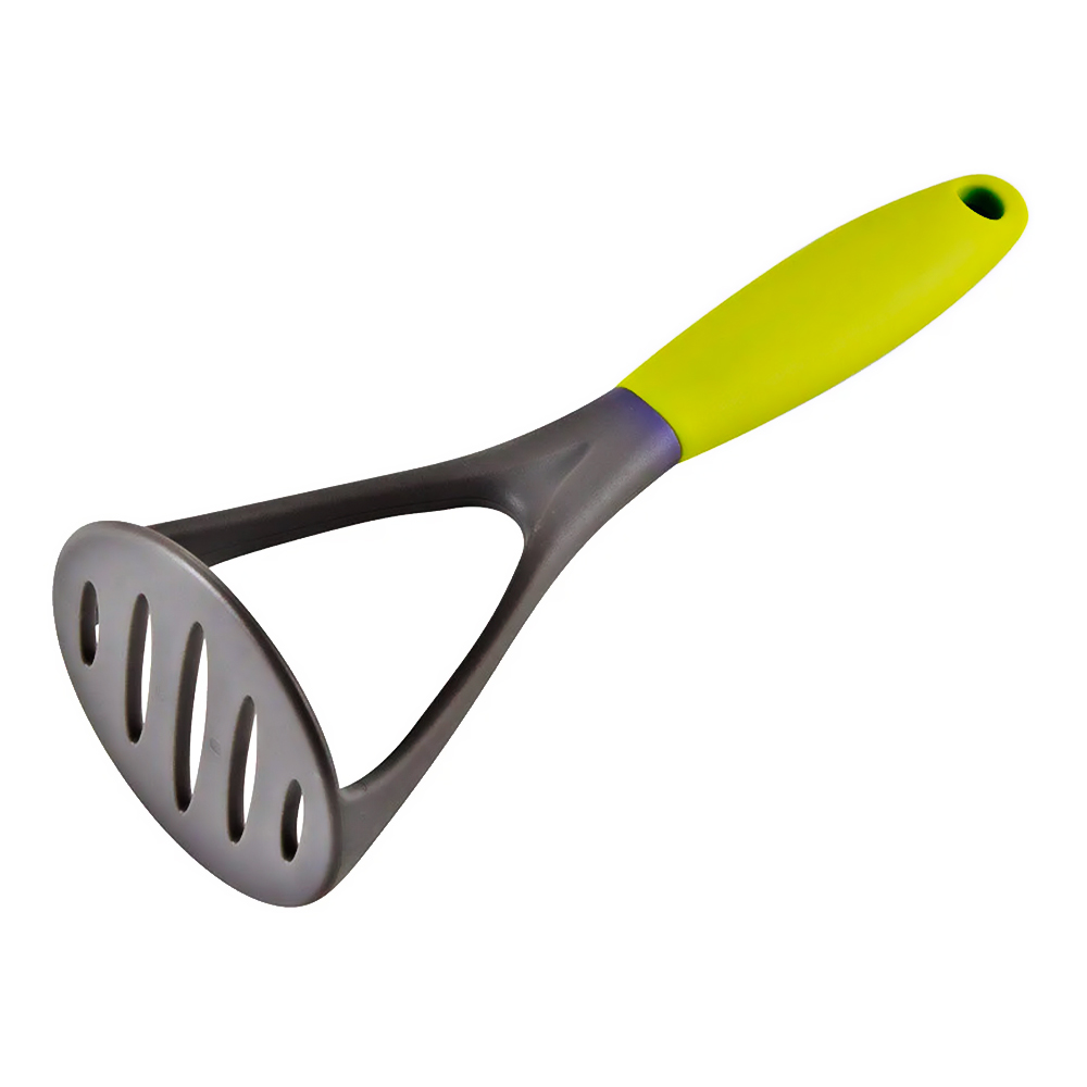 картинка Картофелемялка Mallony 005423 Novita, с цветной ручкой, 24,5 см, нейлон, серый, зеленый 
