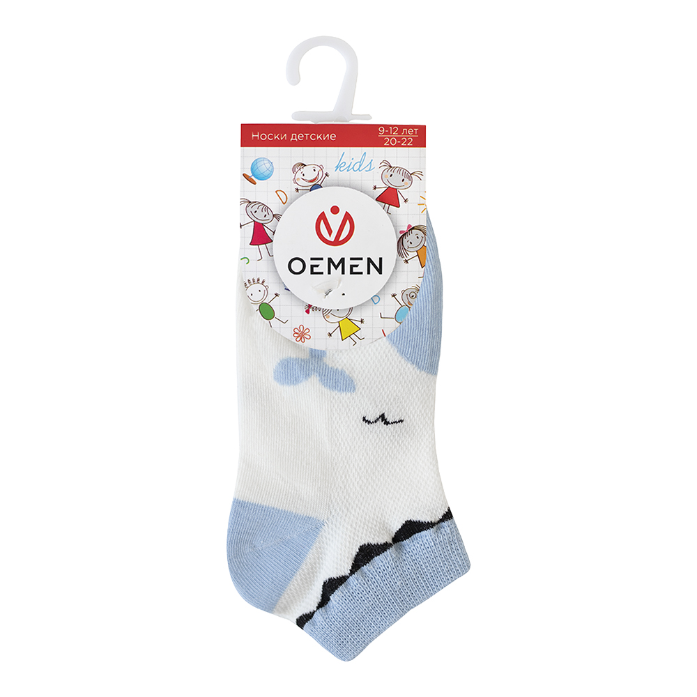 Носки детские Oemen PK031-1 с фактурной резинкой и принтом кит, размер 18-20, голубой