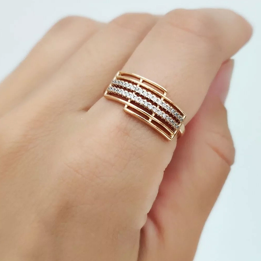 Бижутерия Кольцо, вставка: цирконы, размер 16, ювелирный сплав