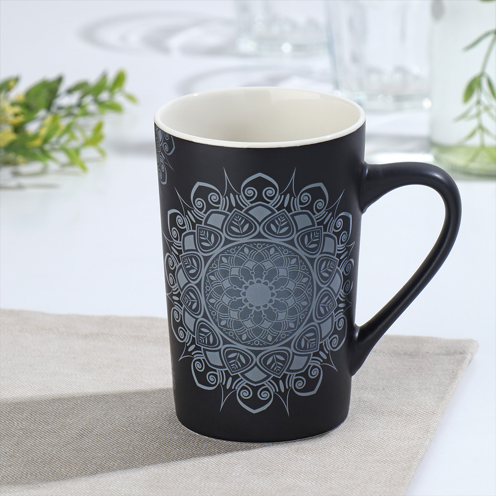 Кружка 9277906 Мандала, фарфор, белый узор, 380 мл