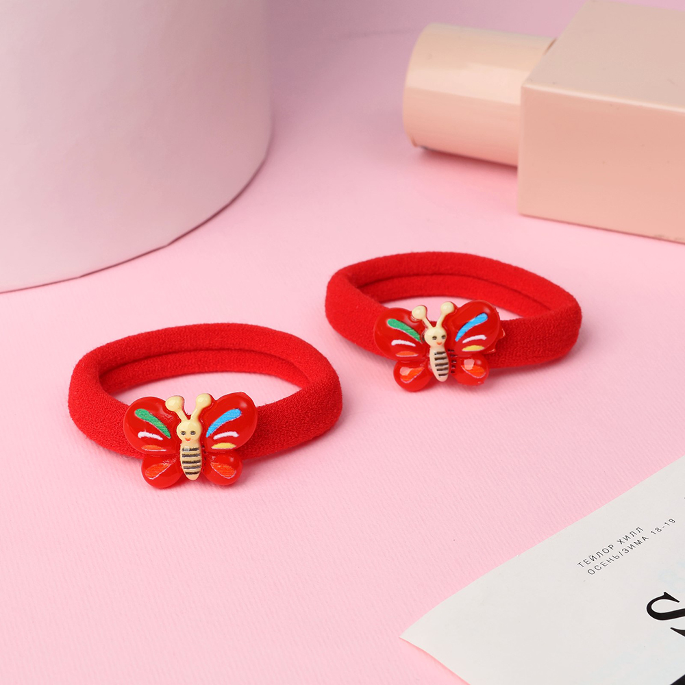 картинка Резинка для волос Выбражулька 5321364 Кроха, бабочка, 3,5 см, красный, 2 шт 