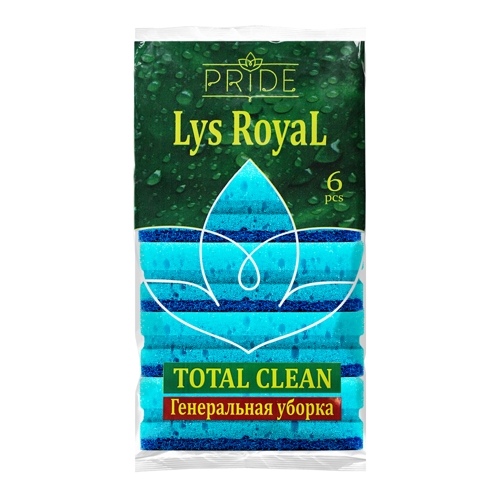 Губка для мытья посуды уг001 PRIDE хозяйственная профилированная Генеральная уборка, 6 шт