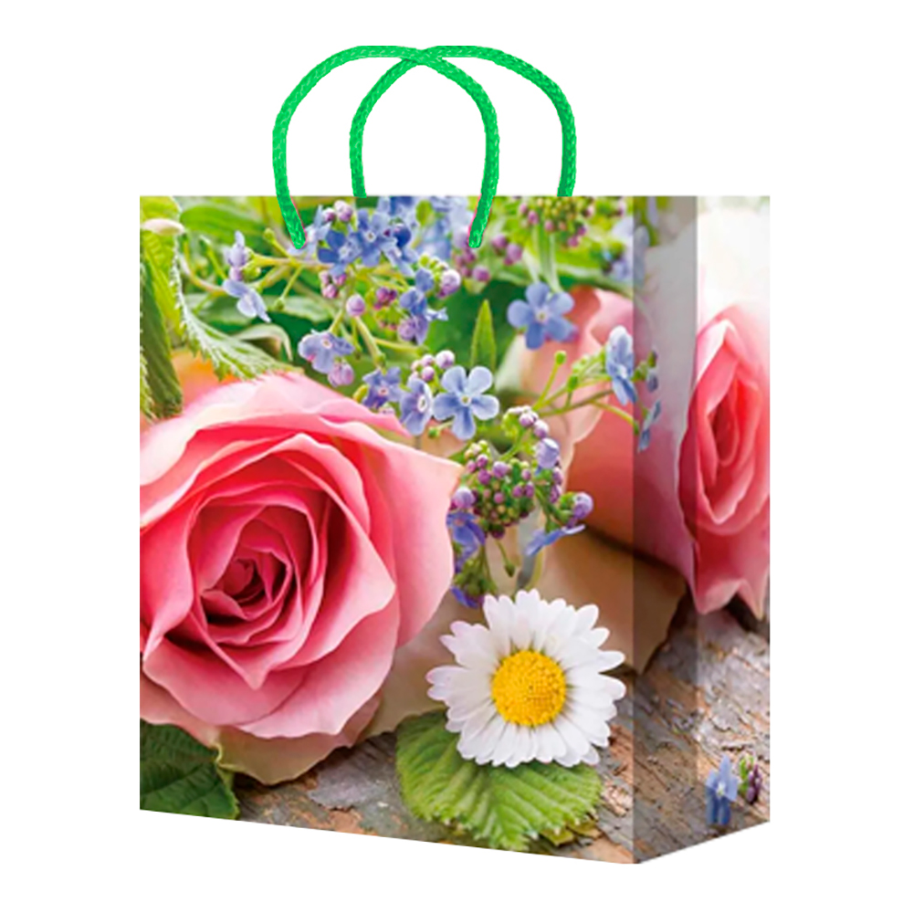 Пакет подарочный MS25-611/612/613/614/615 Цветы 14*20*6,5 см, в ассортименте