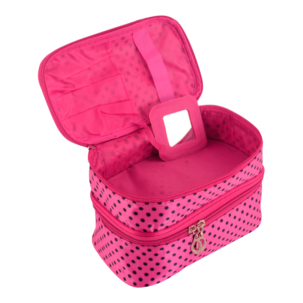 картинка Косметичка сундучок 2 яруса 20*11.5*13.5 см, атласная ткань, цвет в ассортименте 