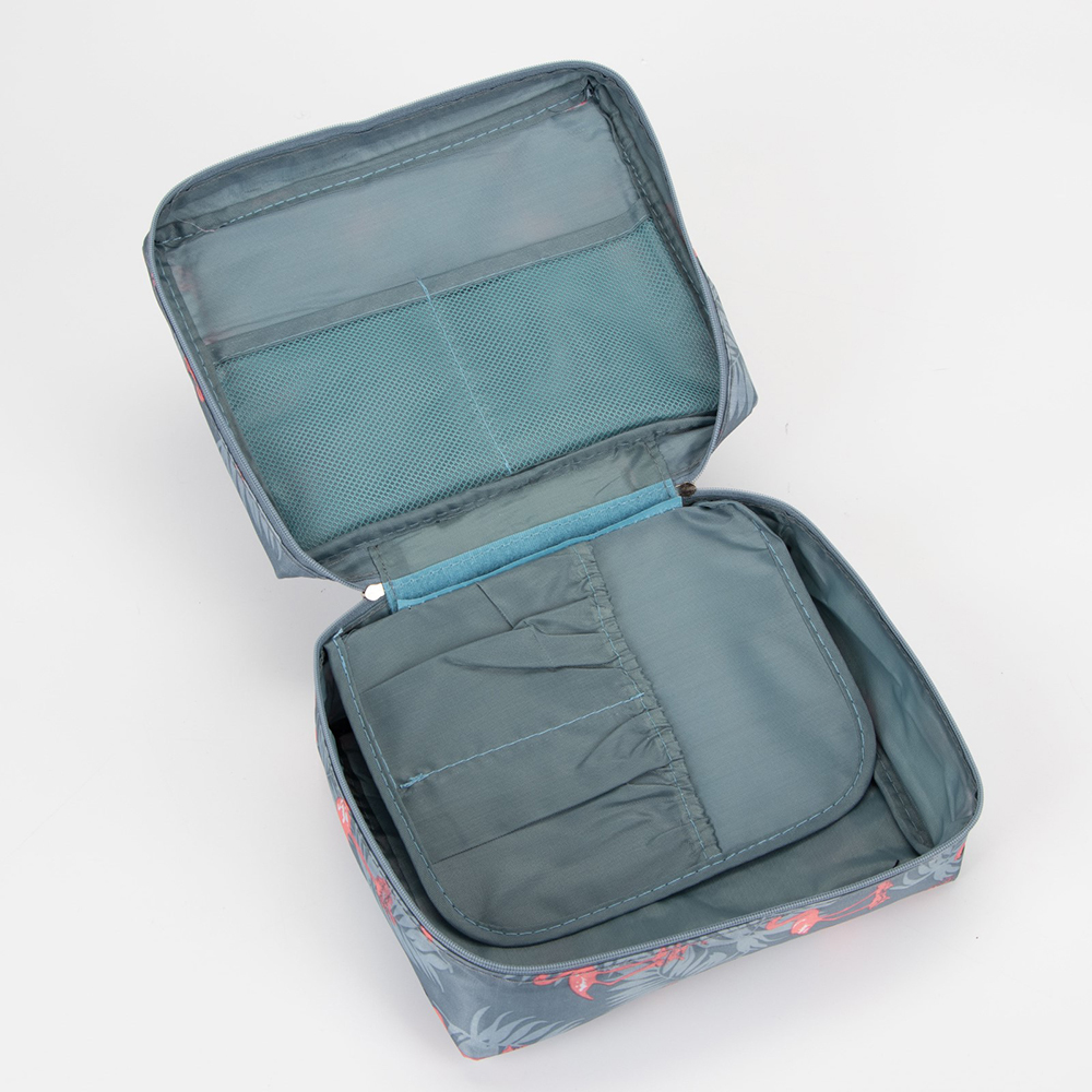 картинка Косметичка 7081530 на молнии, 21*8*16 см, текстиль, серо-голубой 