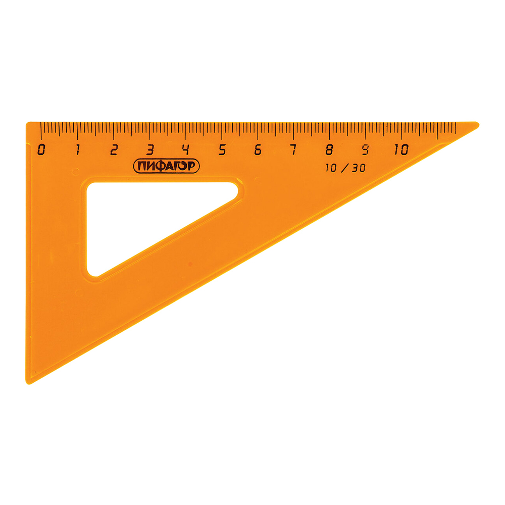 Набор чертежный Пифагор 210624 линейка 16 см, 2 треугольника, транспортир, пластик, цветные, 4 предмета