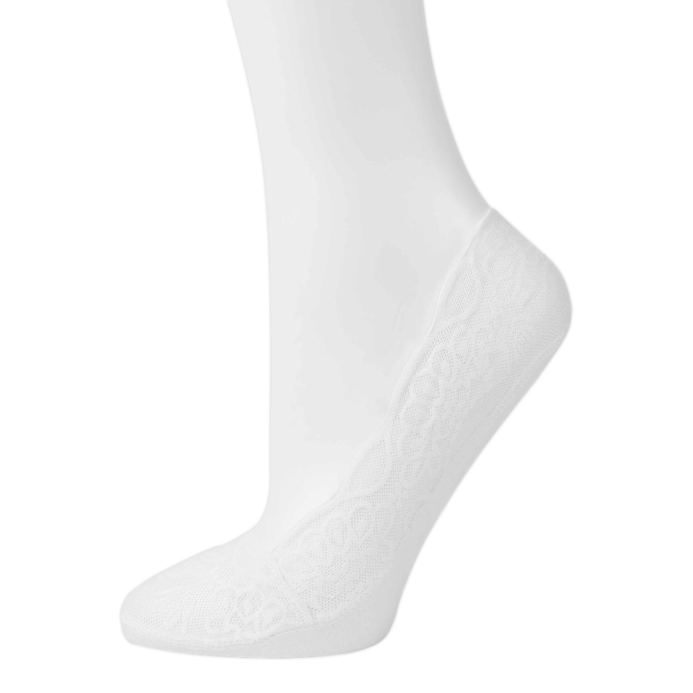 Подследники капроновые Oemen 8013 кружевные хлопк. подошва, силикон на пятке, размер 23-25, белый