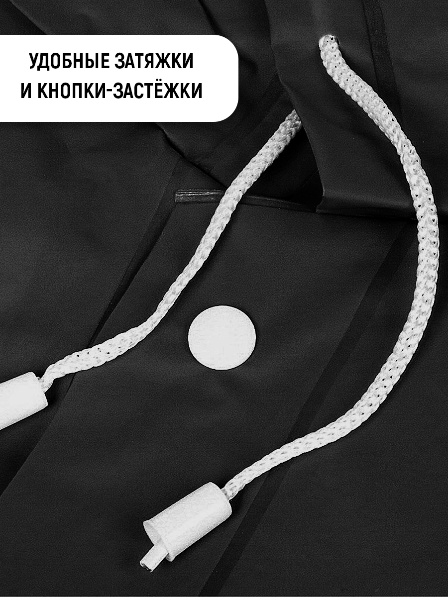 картинка Дождевик на кнопках с капюшоном из материала EVA, цвет черный 